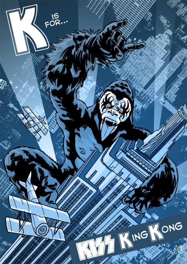 70年代的重金属摇滚乐团kiss合唱团和金刚!